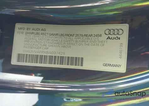 2011 Audi S5 4.2 Premium Plus from USA, damaged, VIN WAUVVAFRXBA037425